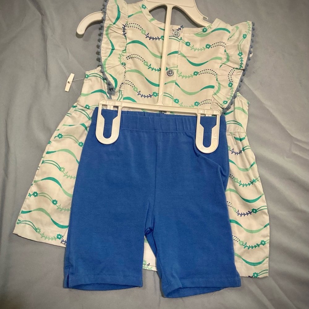 White and Blue Baby Dress with Shorts
